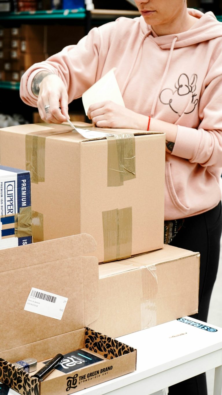 Packing and labelling a parcel
