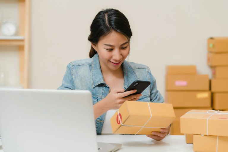 Online seller preparing orders